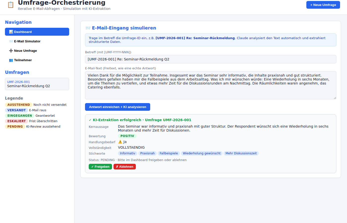KI-Ergebnis nach der Antwort-Simulation